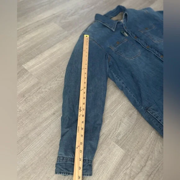 LL Bean Trucker Shacket Men's L-Tall Denim  Sherpa Lined Chore Shacket Farmer Ag - Picture 8 of 13